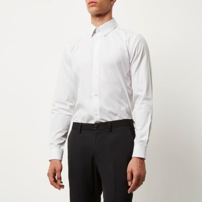 White micro dot slim fit shirt